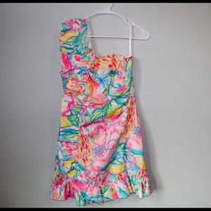 Lilly Pulitzer one shoulder ruffled wrap dress